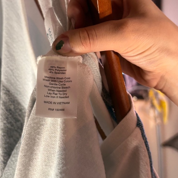 Market & Spruce Striped Tie Front Long Sleeve Top Womens XL Blue Gray White - Picture 3 of 9